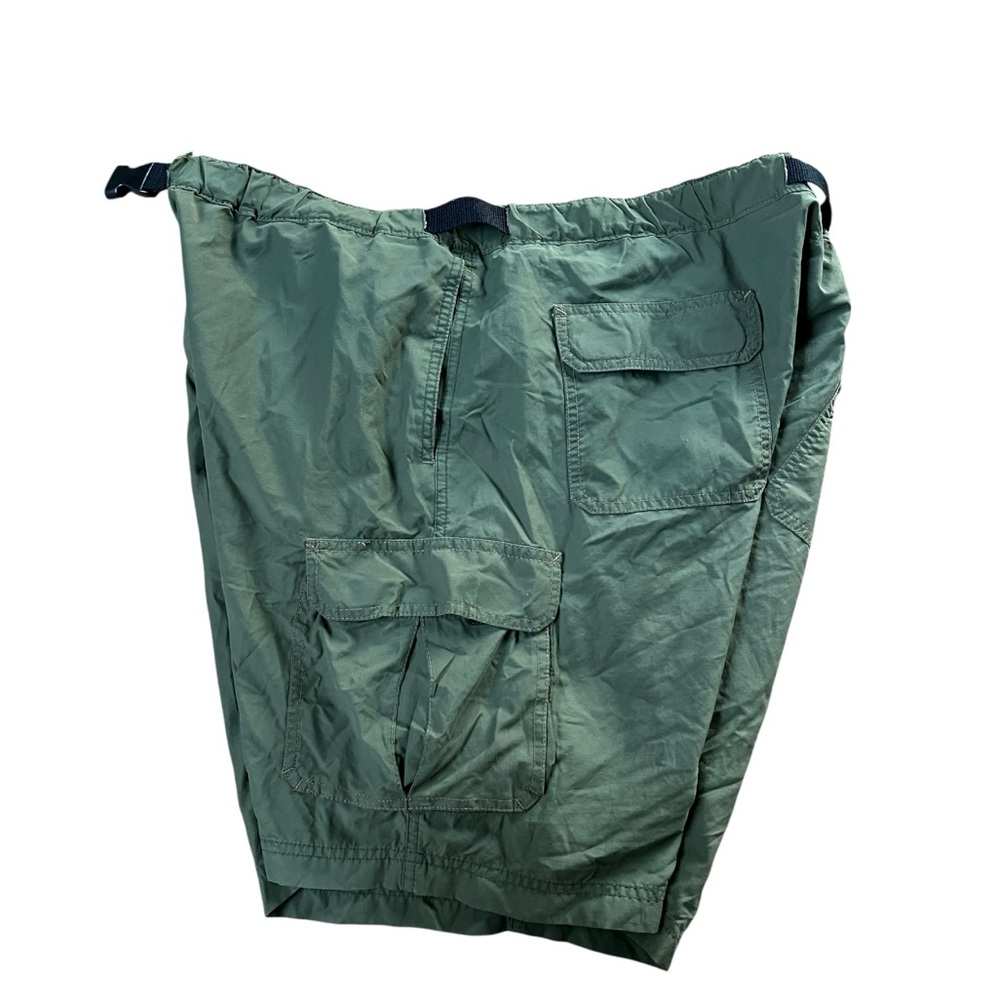 Eddie Bauer Shorts Men's Size XL Green Nylon Belted Cargo Hiking Shorts